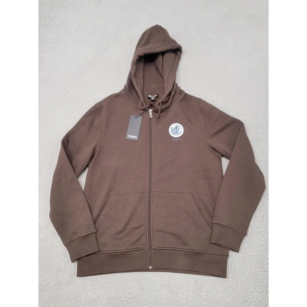 True Religion Hoodie Mens Large Brown Global Buddha‎ Zip Graphic Full Zip Fleece